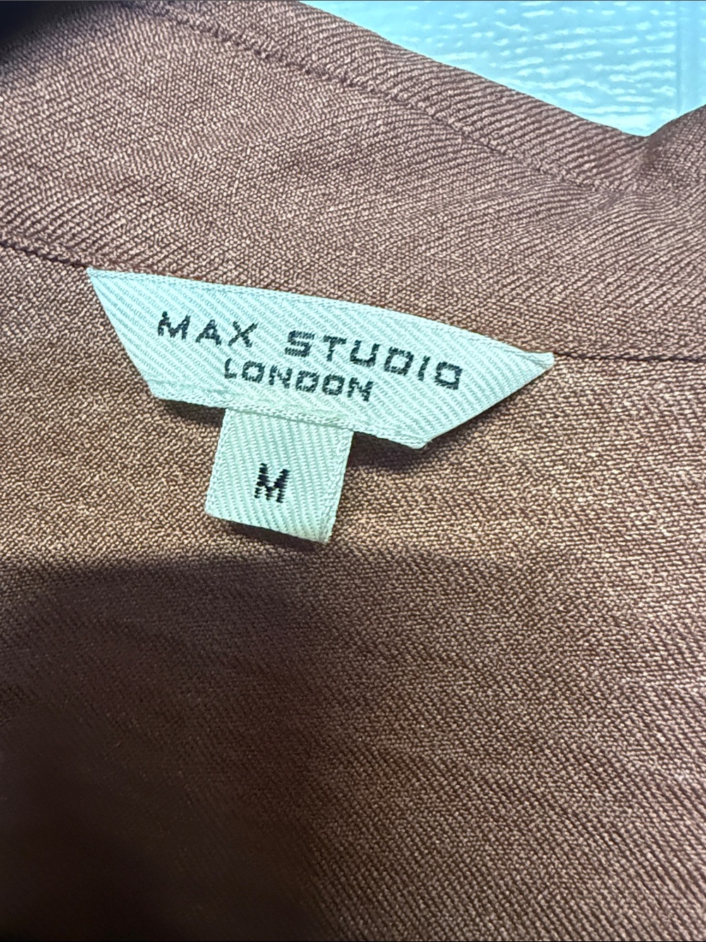 Max Studio Rust Brown Button-Neck Utility Top - Picture 2 of 3